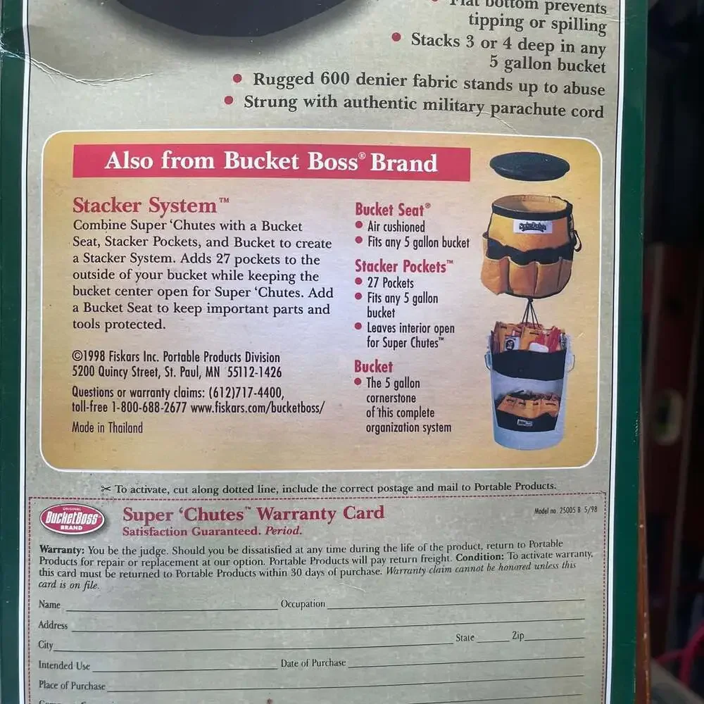 Vintage Bucket Boss Super Chutes Tool & Small Parts‎ Organizer Bag #25005 - Picture 6 of 6